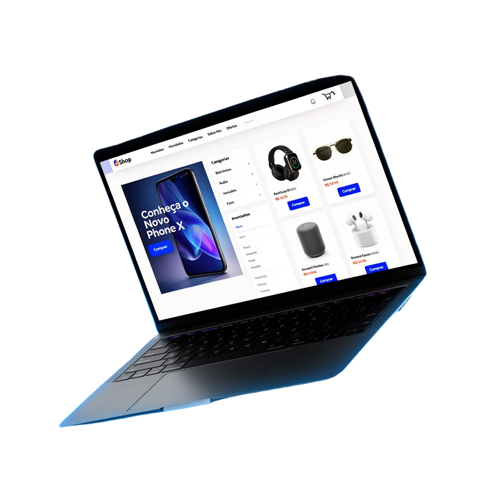 Notebook 3D com dashboard de marketing digital