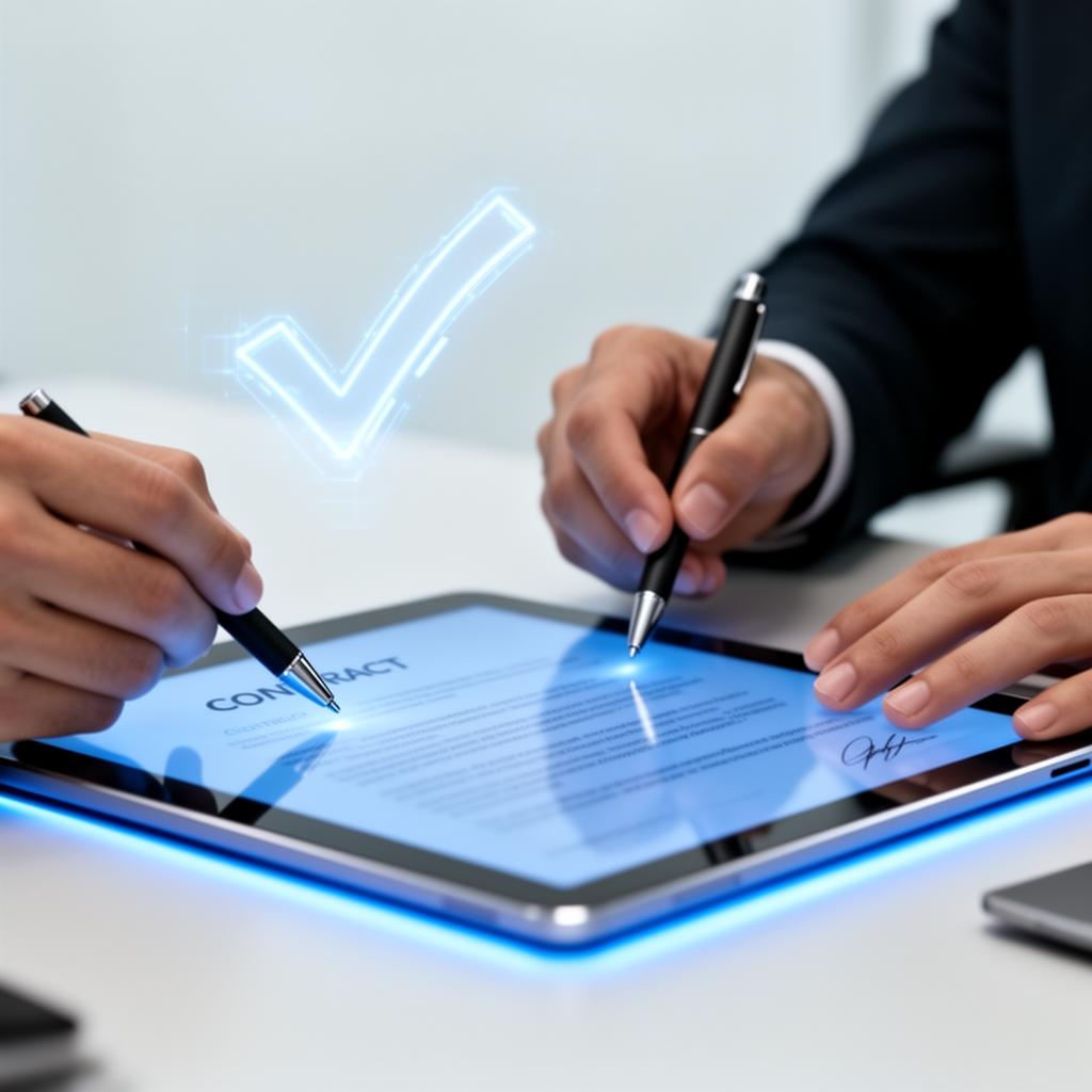 Aprovação digital de proposta em tablet