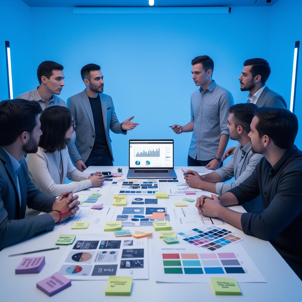 Equipe de marketing em briefing detalhado